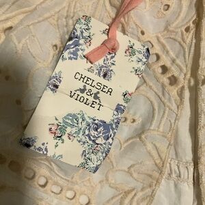 Chelsea & Violet White Eyelet Lace Ruffle Mini Dress NWT Size S Boho Summer